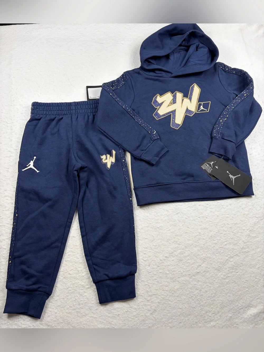NWT Jordan x Zion Williamson Boys Hoodie & Joggers Set Midnight Navy